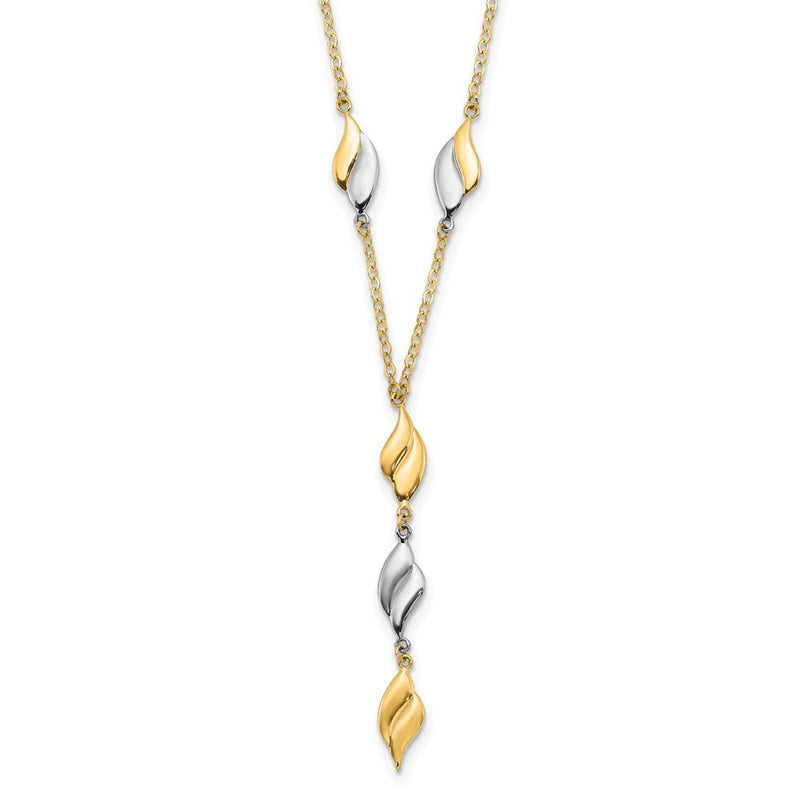 14K Two-Tone Polished Fancy Y Drop Necklace