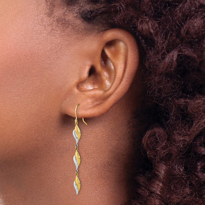 14K Two-Tone Polished Wavy Dangle Earrings