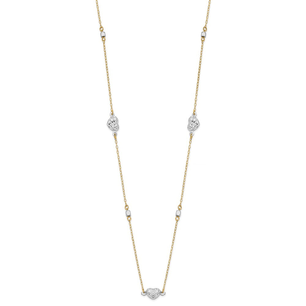 14K Two-Tone Two Tone Polished D/C Hearts Necklace