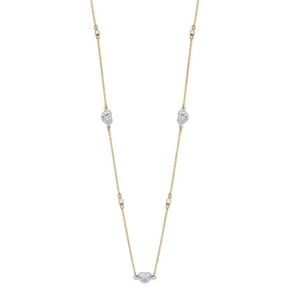 14K Two-Tone Two Tone Polished D/C Hearts Necklace