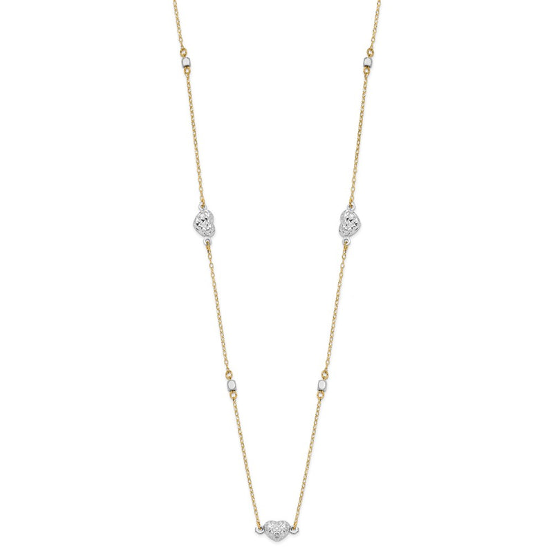 14K Two-Tone Two Tone Polished D/C Hearts Necklace