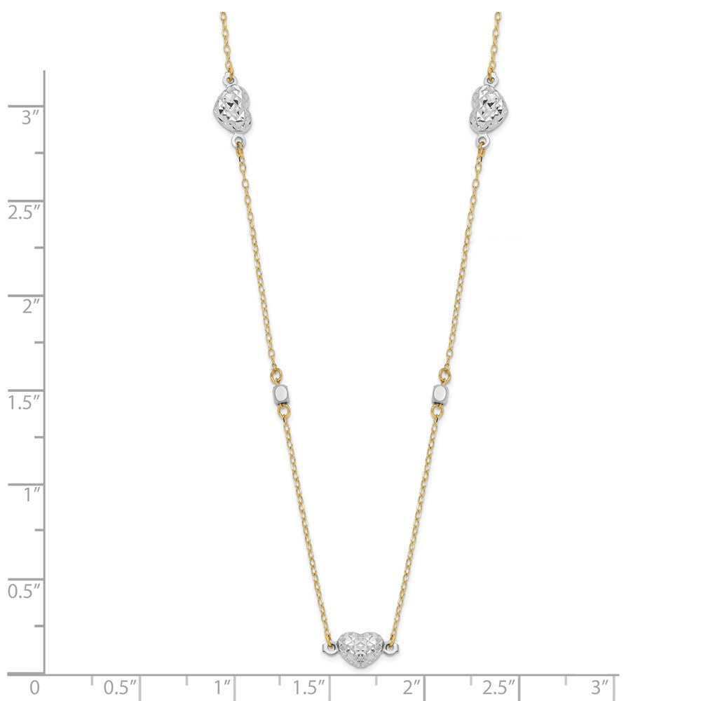 14K Two-Tone Two Tone Polished D/C Hearts Necklace