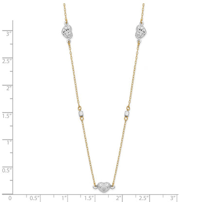14K Two-Tone Two Tone Polished D/C Hearts Necklace