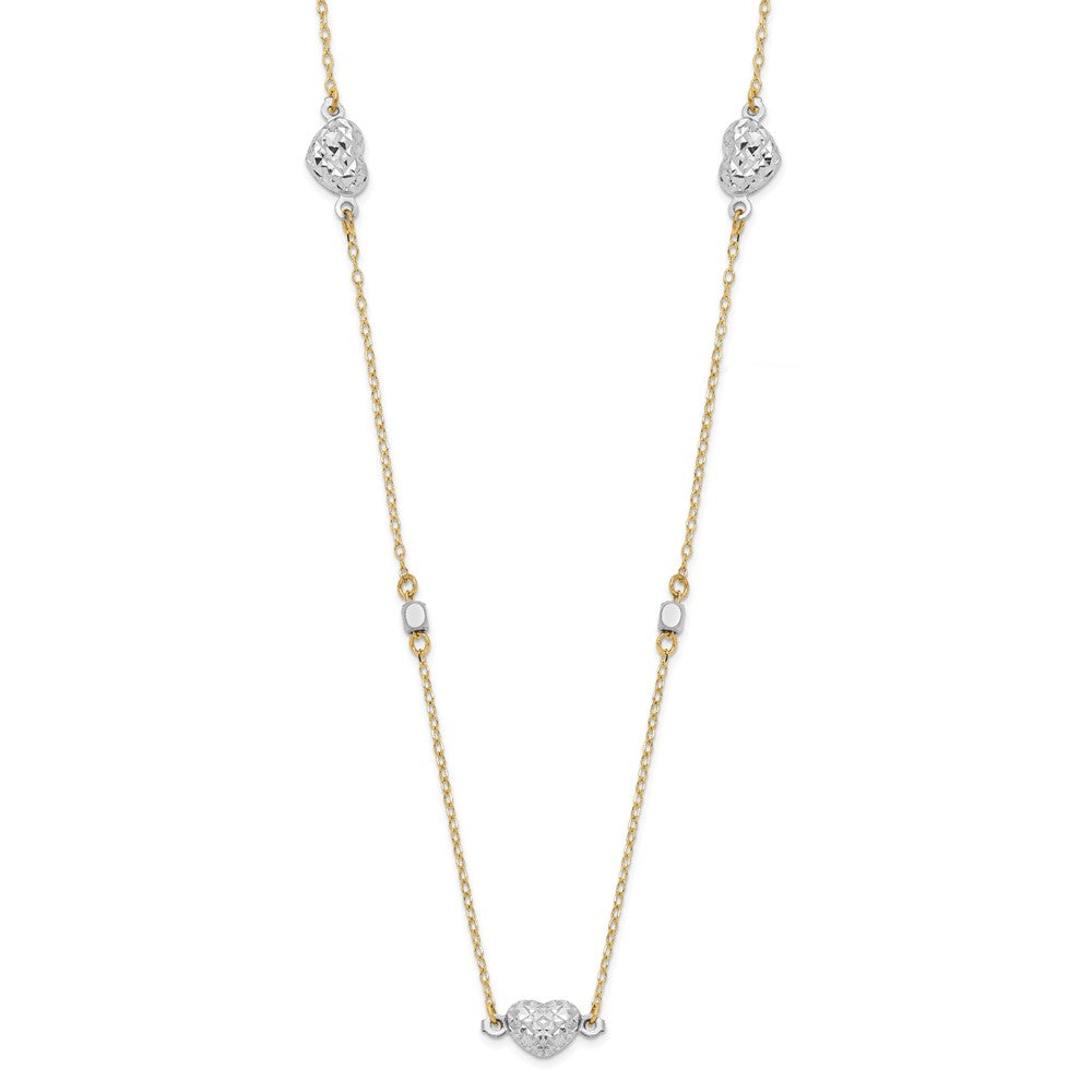 14K Two-Tone Two Tone Polished D/C Hearts Necklace
