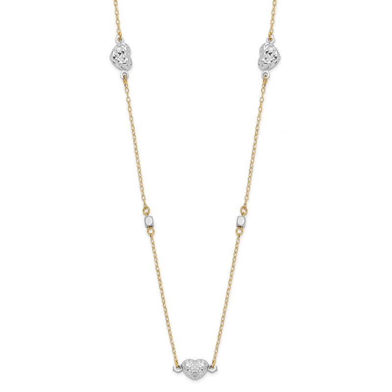 14K Two-Tone Two Tone Polished D/C Hearts Necklace