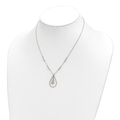 14K Two-Tone Polished & D/C Teardrop Necklace