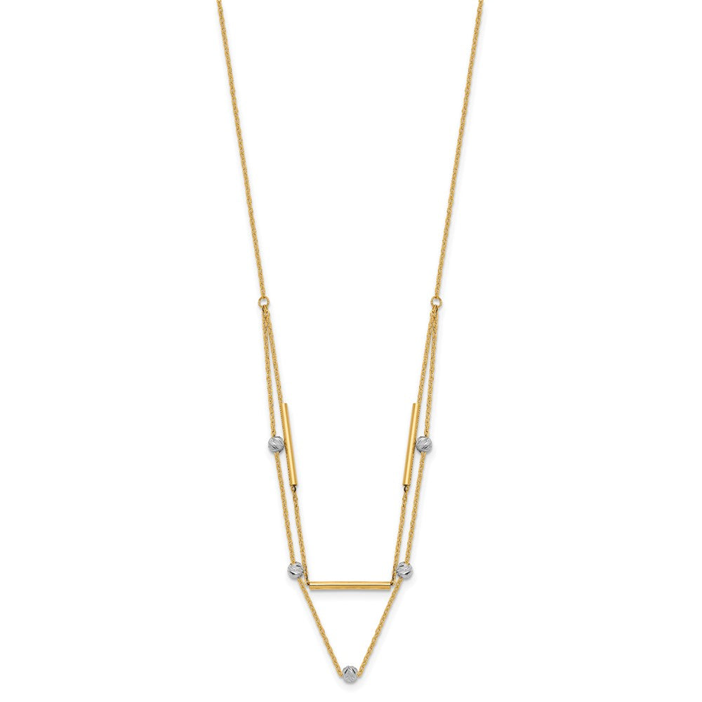 14K Two-Tone D/C Beads Fancy 17In Necklace