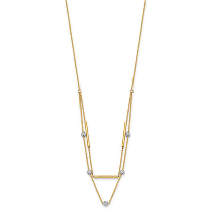 14K Two-Tone D/C Beads Fancy 17In Necklace