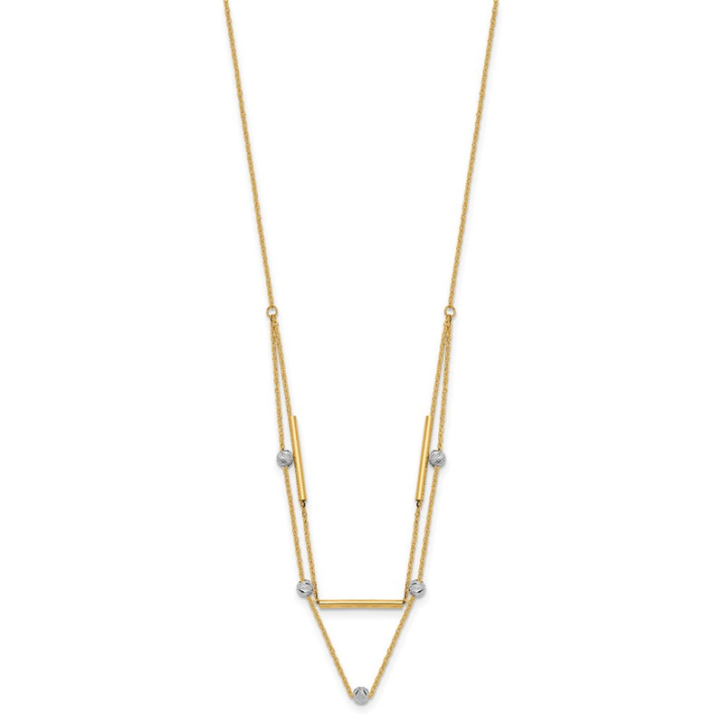 14K Two-Tone D/C Beads Fancy 17In Necklace