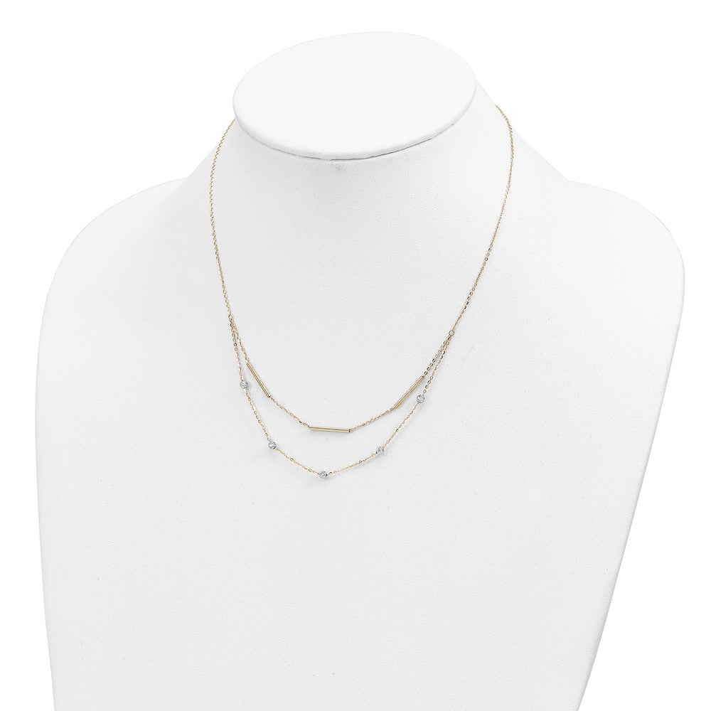 14K Two-Tone D/C Beads Fancy 17In Necklace