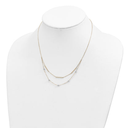 14K Two-Tone D/C Beads Fancy 17In Necklace