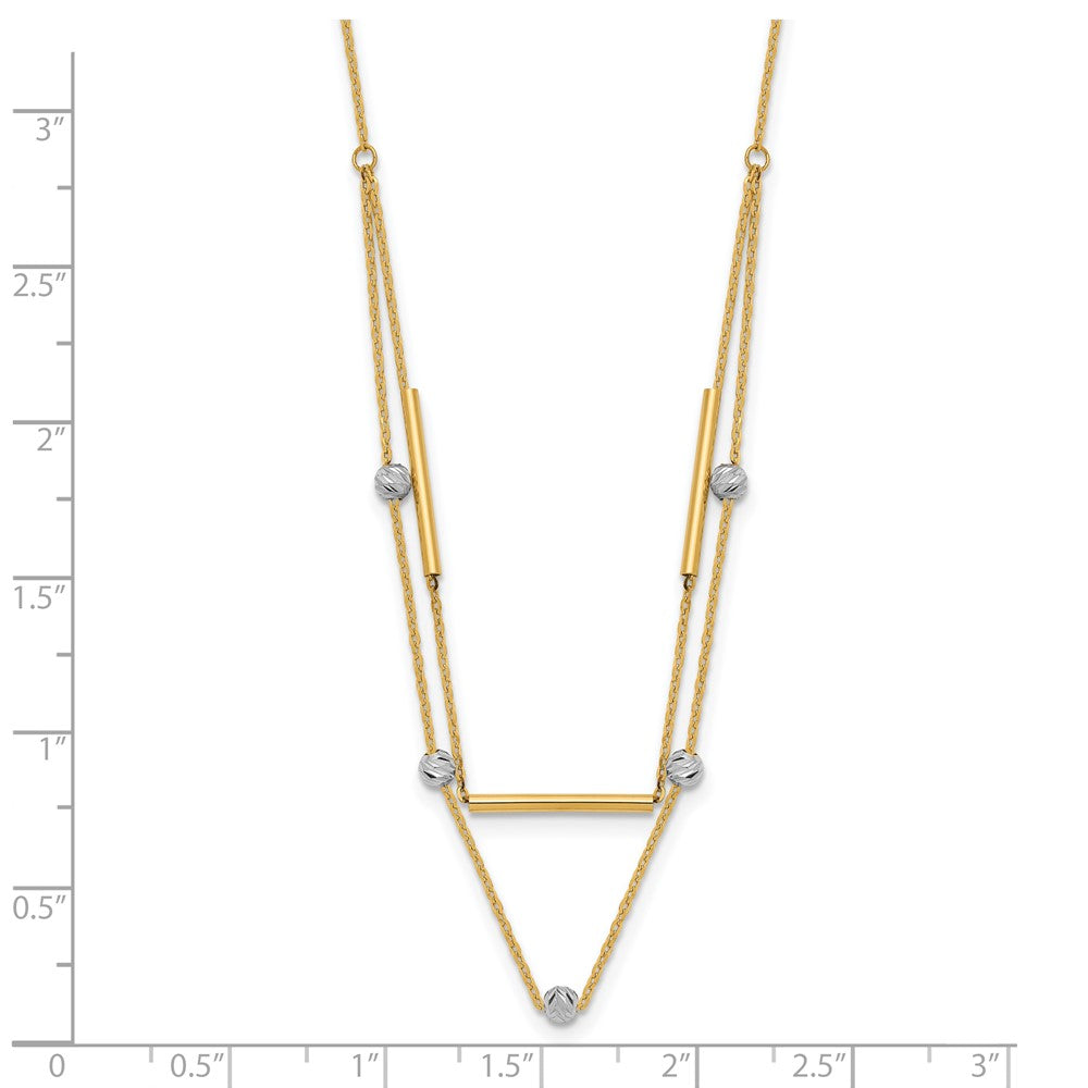 14K Two-Tone D/C Beads Fancy 17In Necklace