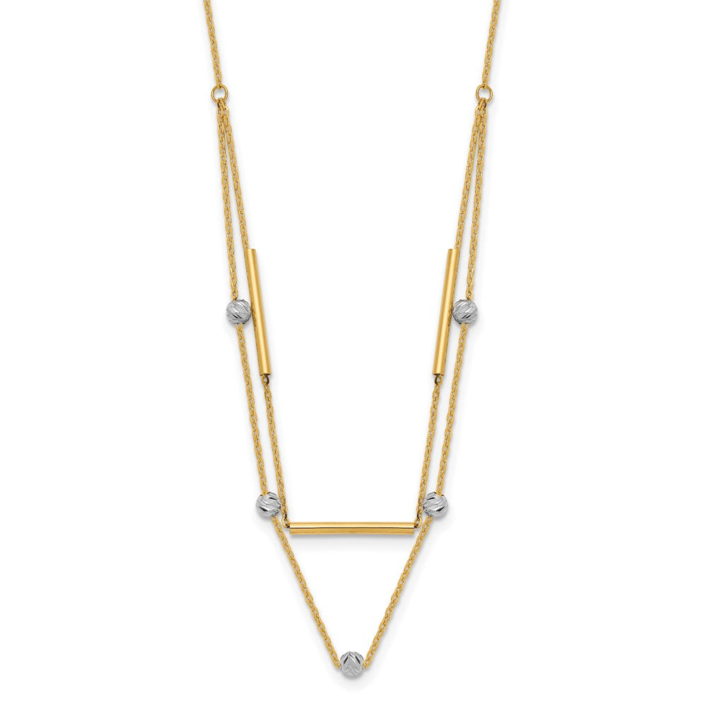 14K Two-Tone D/C Beads Fancy 17In Necklace