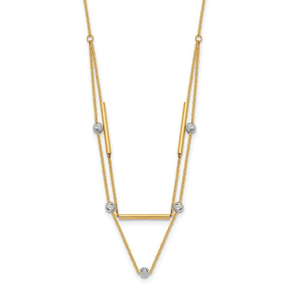 14K Two-Tone D/C Beads Fancy 17In Necklace
