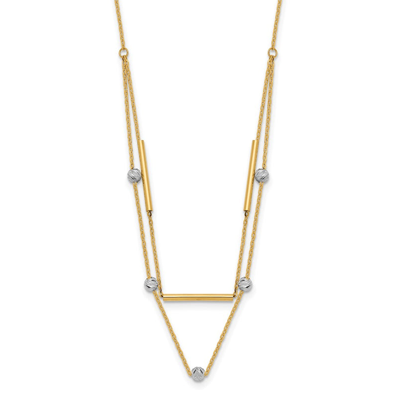 14K Two-Tone D/C Beads Fancy 17In Necklace