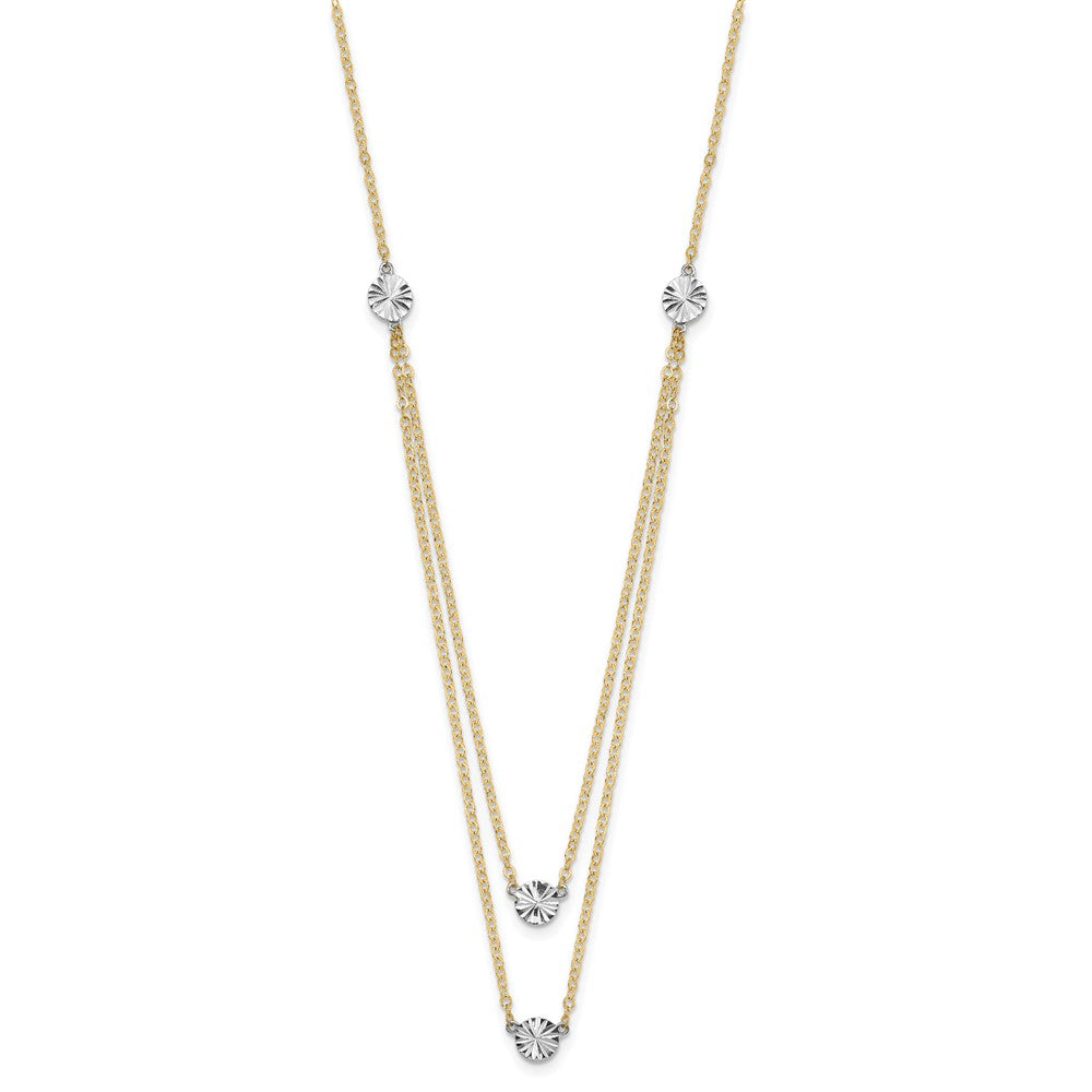 14K Two-Tone Polished & D/C Discs Double Necklace