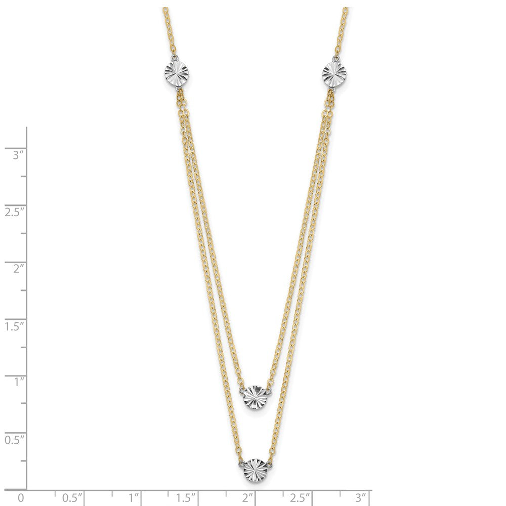 14K Two-Tone Polished & D/C Discs Double Necklace