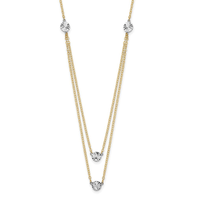 14K Two-Tone Polished & D/C Discs Double Necklace