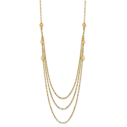 14K Yellow Gold Triple Layer Polished Circles Fancy Necklace