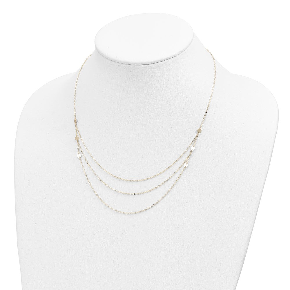 14K Yellow Gold Triple Layer Polished Circles Fancy Necklace