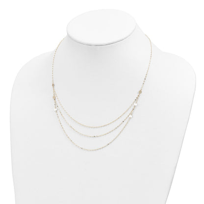 14K Yellow Gold Triple Layer Polished Circles Fancy Necklace