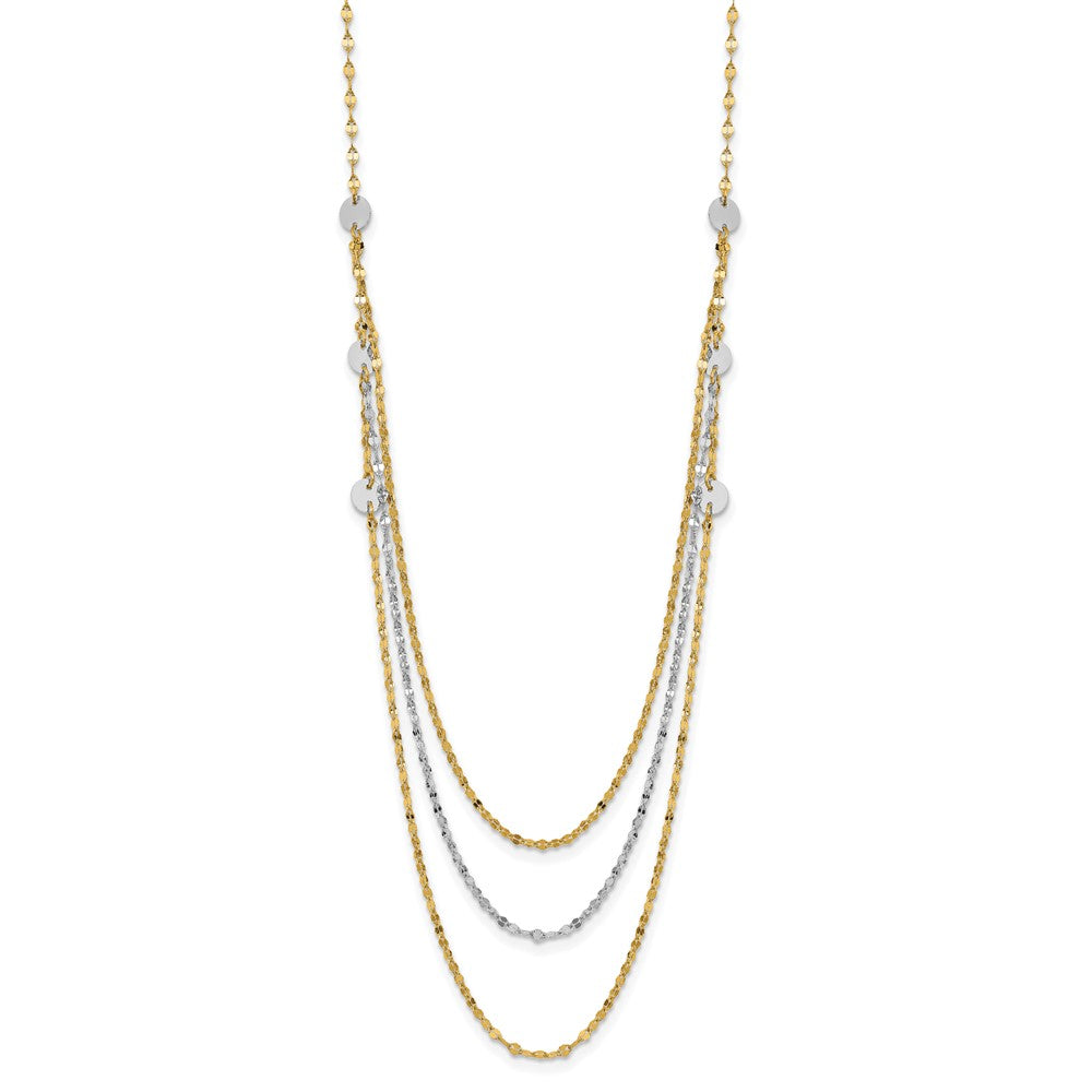 14K Two-Tone Triple Layer Polished Circles Fancy Necklace
