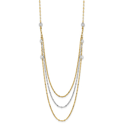 14K Two-Tone Triple Layer Polished Circles Fancy Necklace