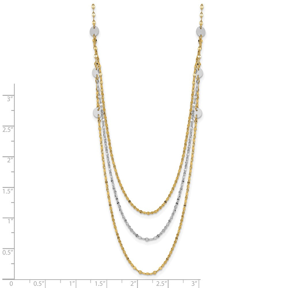 14K Two-Tone Triple Layer Polished Circles Fancy Necklace