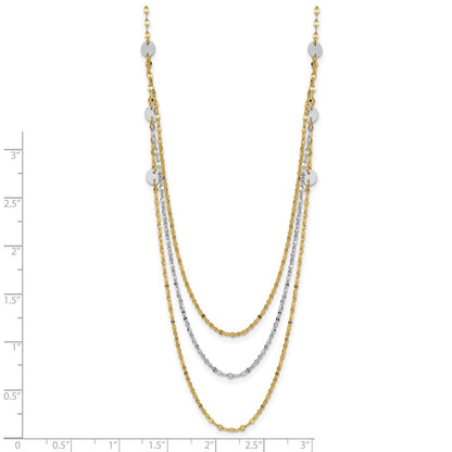14K Two-Tone Triple Layer Polished Circles Fancy Necklace