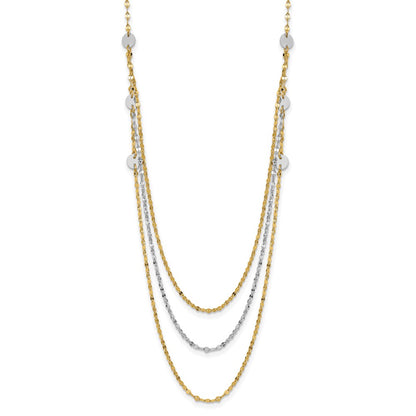 14K Two-Tone Triple Layer Polished Circles Fancy Necklace