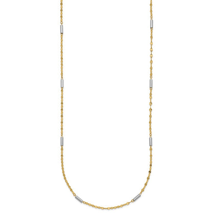 14K Two-Tone Diamond-Cut Mini Bar Links Fancy Necklace