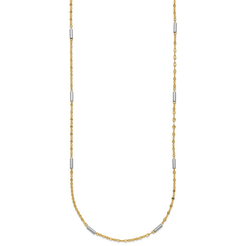 14K Two-Tone Diamond-Cut Mini Bar Links Fancy Necklace