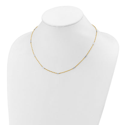 14K Two-Tone Diamond-Cut Mini Bar Links Fancy Necklace