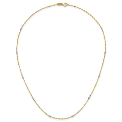 14K Two-Tone Diamond-Cut Mini Bar Links Fancy Necklace
