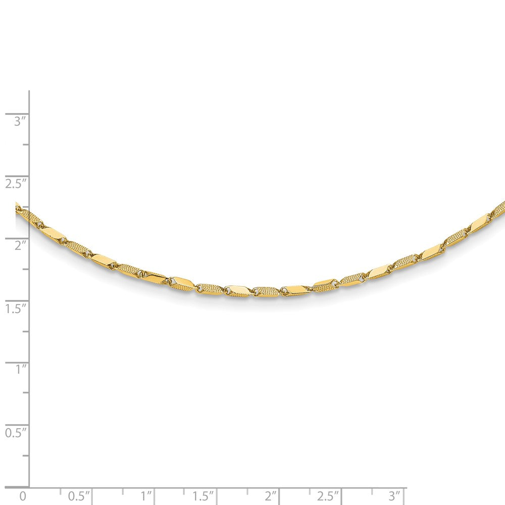 14K Yellow Gold Polished And Textured Fancy Link 17In Necklace