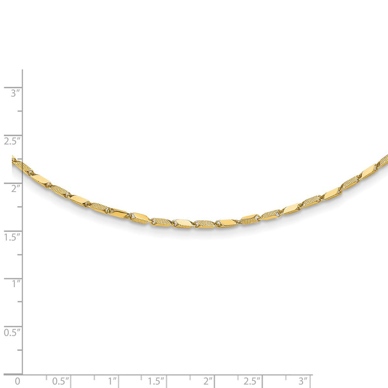 14K Yellow Gold Polished And Textured Fancy Link 17In Necklace