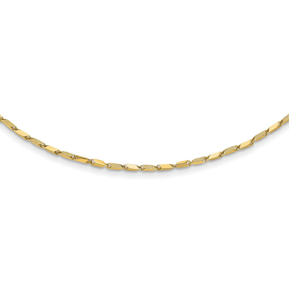 14K Yellow Gold Polished And Textured Fancy Link 17In Necklace