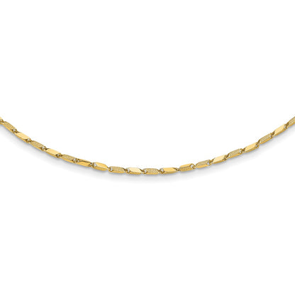 14K Yellow Gold Polished And Textured Fancy Link 17In Necklace