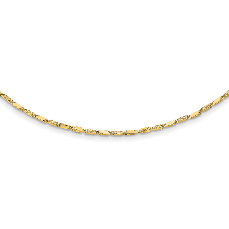 14K Yellow Gold Polished And Textured Fancy Link 17In Necklace