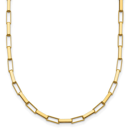 14K Yellow Gold Polished Fancy Box Links 17In Necklace