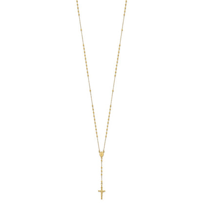 14K Yellow Gold Polished Faceted Beads Rosary Necklace