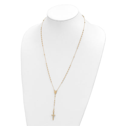 14K Yellow Gold Polished Faceted Beads Rosary Necklace