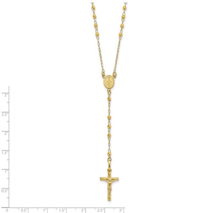 14K Yellow Gold Polished Faceted Beads Rosary Necklace