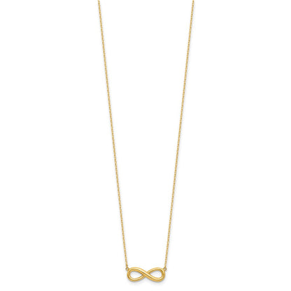 14K Yellow Gold Polished Infinity 16.5in with 1in Ext Necklace