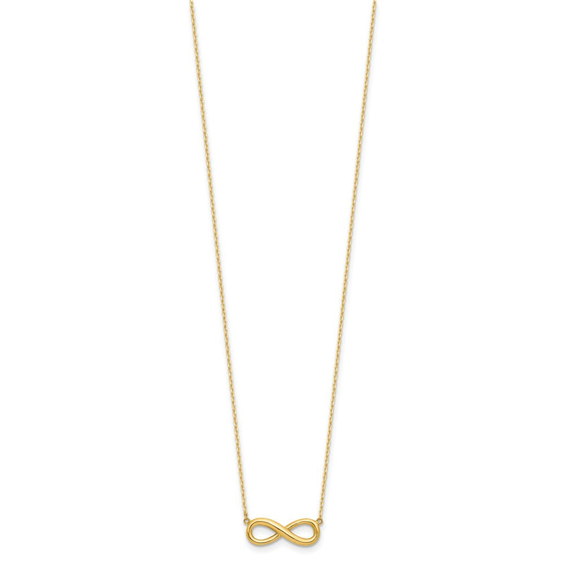 14K Yellow Gold Polished Infinity 16.5in with 1in Ext Necklace
