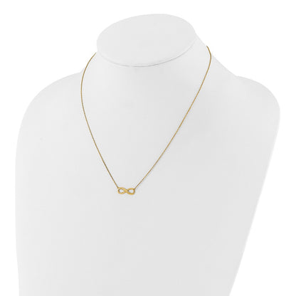 14K Yellow Gold Polished Infinity 16.5in with 1in Ext Necklace