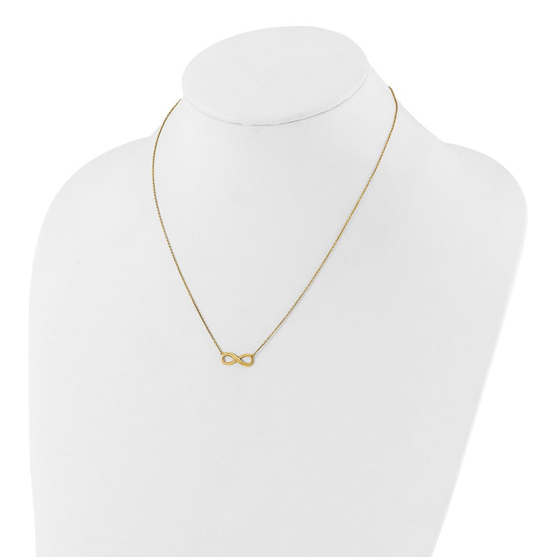 14K Yellow Gold Polished Infinity 16.5in with 1in Ext Necklace