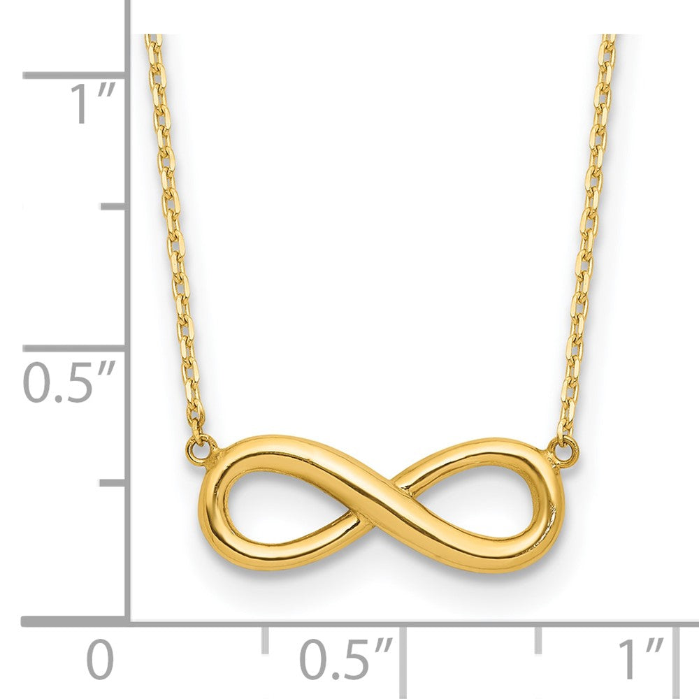 14K Yellow Gold Polished Infinity 16.5in with 1in Ext Necklace