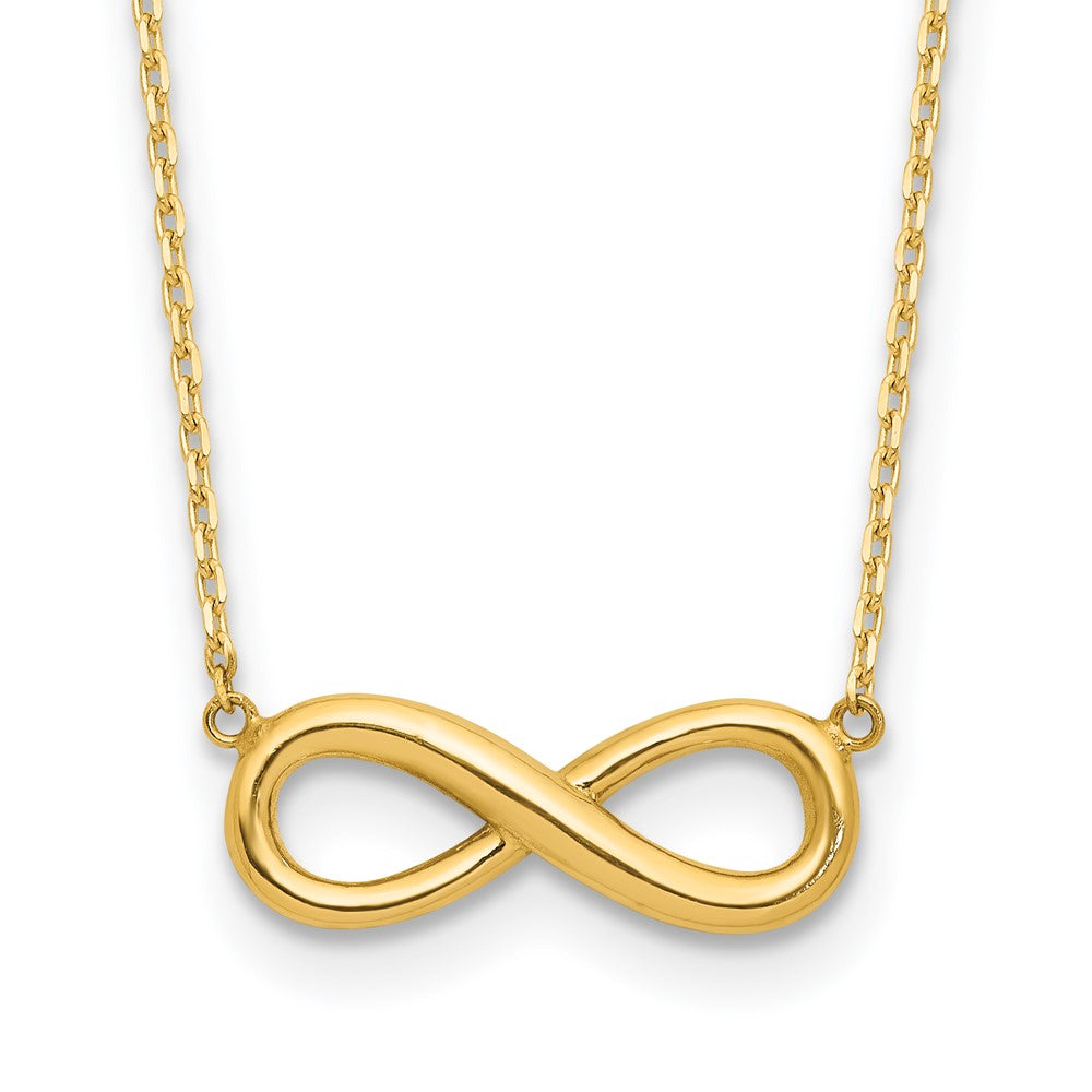 14K Yellow Gold Polished Infinity 16.5in with 1in Ext Necklace