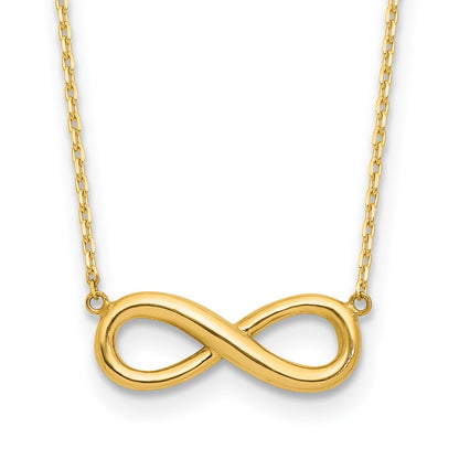 14K Yellow Gold Polished Infinity 16.5in with 1in Ext Necklace
